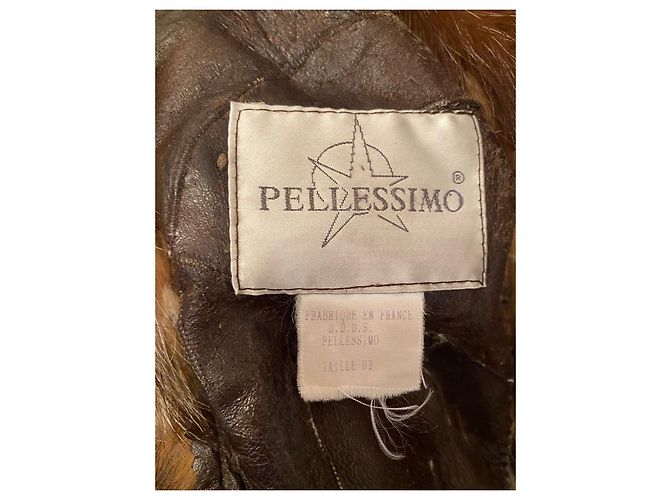 Abrigo de piel y cuero Pellessimo Marrón Castaño - vista 3