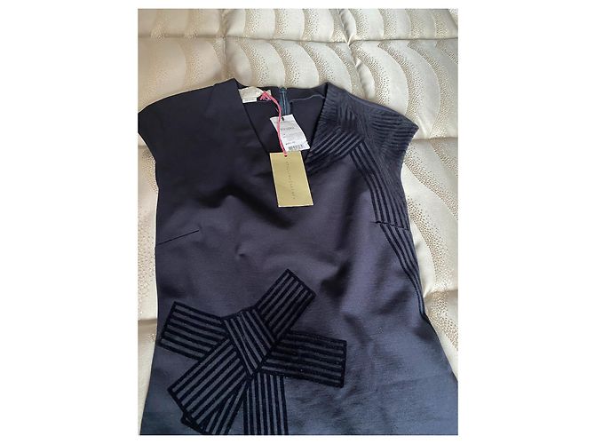 Stella Mc Cartney Gerades, mittellanges Kleid Marineblau - Ansicht 6