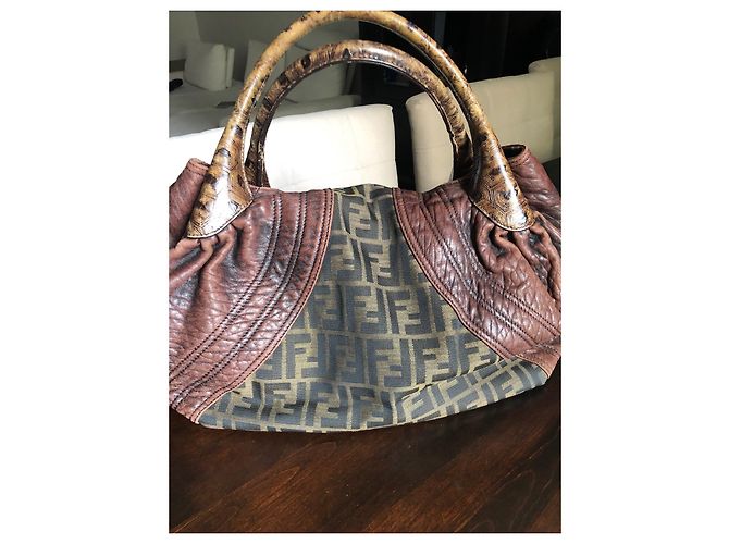 Fendi Spy Bag Marrone in Tela - vista 5