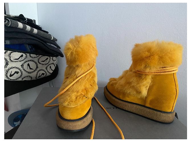 Autre Marque Botines de cuña Paloma Barcelo Amarillos de Pelo - vista 2