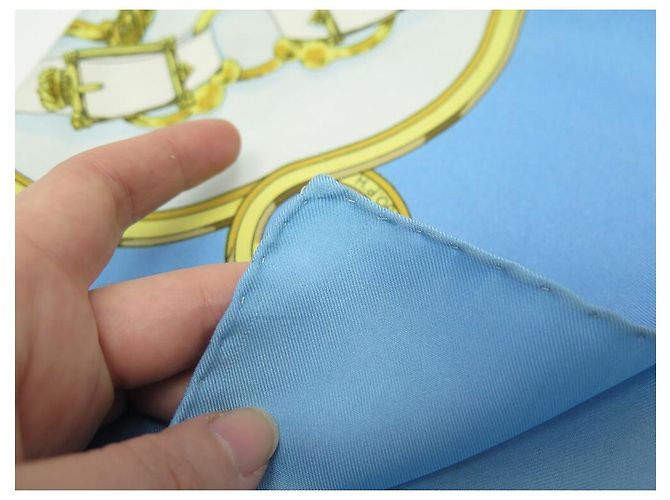 Hermès HERMES CAVALCADOUR HENRI D ORIGNY CARRE SCIARPA 90 SETA SCIARPA IN SETA BLU - vista 10