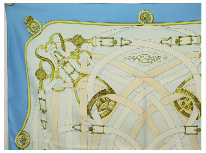 Hermès HERMES CAVALCADOUR HENRI D ORIGNY CARRE SCIARPA 90 SETA SCIARPA IN SETA BLU - vista 2