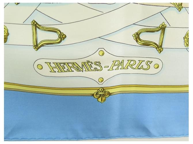 Hermès HERMES CAVALCADOUR HENRI D ORIGNY CARRE SCIARPA 90 SETA SCIARPA IN SETA BLU - vista 3
