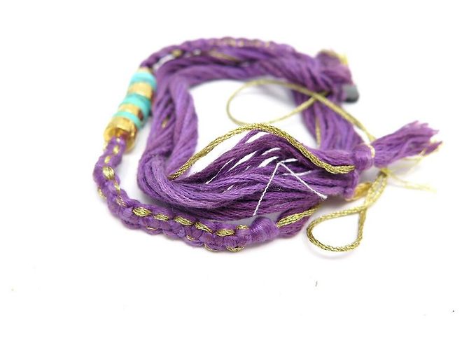 PULSEIRA ELEFANTE TURQUESA AURELIE BIDERMANN FIOS DE ALGODÃO ROXO - vista 2