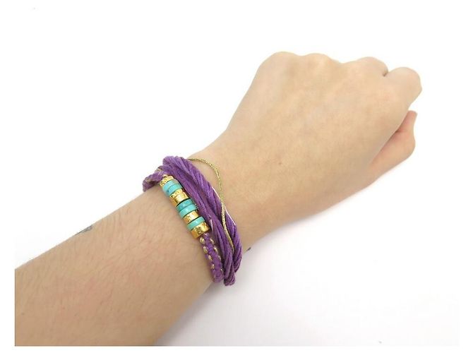 PULSEIRA ELEFANTE TURQUESA AURELIE BIDERMANN FIOS DE ALGODÃO ROXO - vista 5