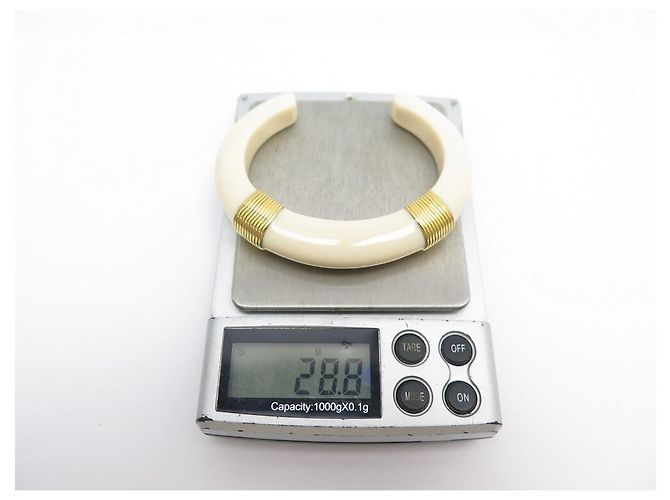 NUOVO BRACCIALE AURELIE BIDERMANN KATT AVORIO KATBR03 MG PM T17 RESINA ECRU Crudo - vista 4