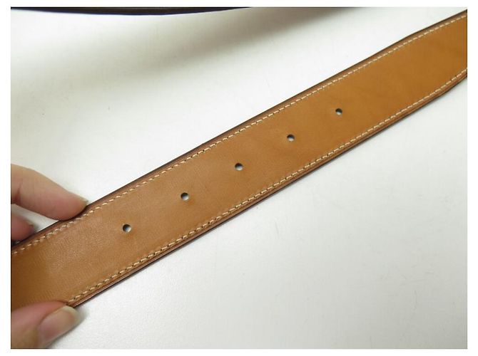 Autre Marque NEUE T-GURTBINDE 85 95 KOMPATIBLE HERMES-SCHNALLE 32MM KROKODIL LEDER Braun - Ansicht 11