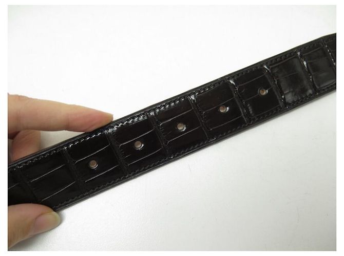 Autre Marque NEUE T-GURTBINDE 85 95 KOMPATIBLE HERMES-SCHNALLE 32MM KROKODIL LEDER Braun - Ansicht 8