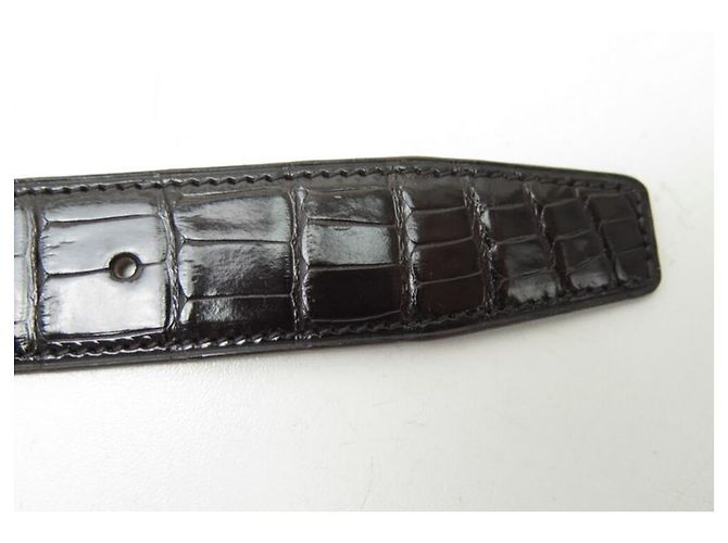 Autre Marque NEUE T-GURTBINDE 85 95 KOMPATIBLE HERMES-SCHNALLE 32MM KROKODIL LEDER Braun - Ansicht 9