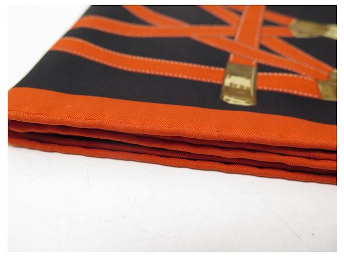 Kelly Hermès RARA SCIARPA HERMES TRES KELY SQUARE 70 SCIARPA IN SETA NERA SMERIGLIATA + SCATOLA Nero - vista 10