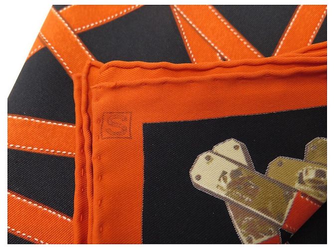 Kelly Hermès RARA SCIARPA HERMES TRES KELY SQUARE 70 SCIARPA IN SETA NERA SMERIGLIATA + SCATOLA Nero - vista 11