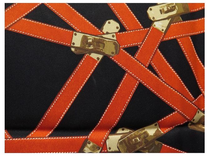 Kelly Hermès RARA SCIARPA HERMES TRES KELY SQUARE 70 SCIARPA IN SETA NERA SMERIGLIATA + SCATOLA Nero - vista 5