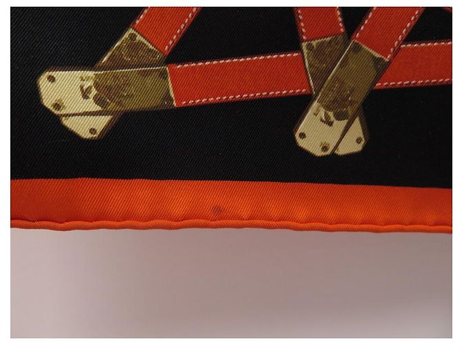 Kelly Hermès RARA SCIARPA HERMES TRES KELY SQUARE 70 SCIARPA IN SETA NERA SMERIGLIATA + SCATOLA Nero - vista 6