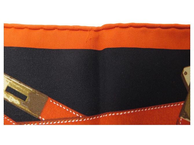 Kelly Hermès RARA SCIARPA HERMES TRES KELY SQUARE 70 SCIARPA IN SETA NERA SMERIGLIATA + SCATOLA Nero - vista 8