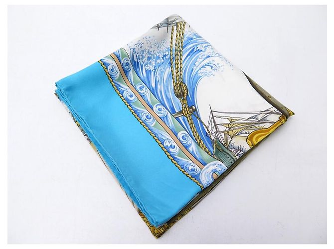Hermès NEUER HERMES SCHAL VIVE LE VENT SQUARE 90 BLAUER SEIDENSCHAL THIOUNE - Ansicht 6