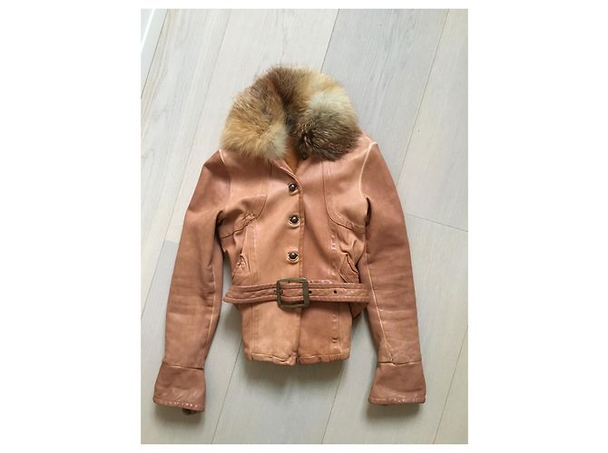 Autre Marque Giorgio Bravo leather jacket with red fox collar brown - view 2