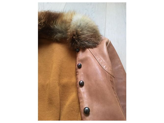 Autre Marque Giorgio Bravo leather jacket with red fox collar brown - view 4