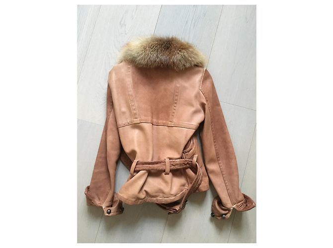 Autre Marque Giorgio Bravo leather jacket with red fox collar brown - view 6