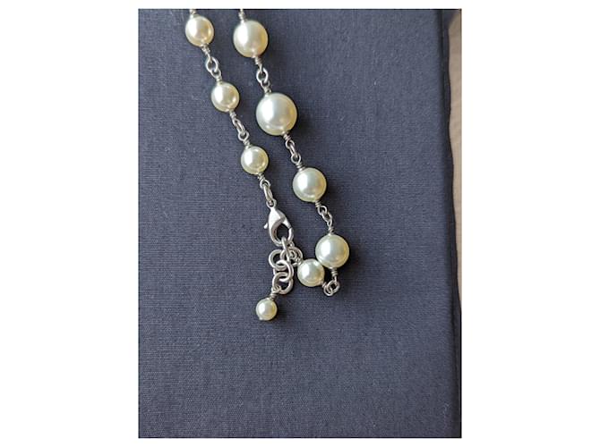 Chanel CC A20Collana lunga V Logo Classic perla e cristallo Argento - vista 11
