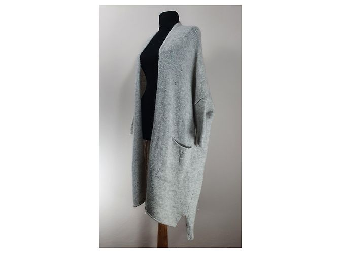 American Vintage Lange Strickjacke Grau Wolle Mohair - Ansicht 2