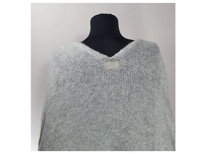 American Vintage Lange Strickjacke Grau Wolle Mohair - Ansicht 5