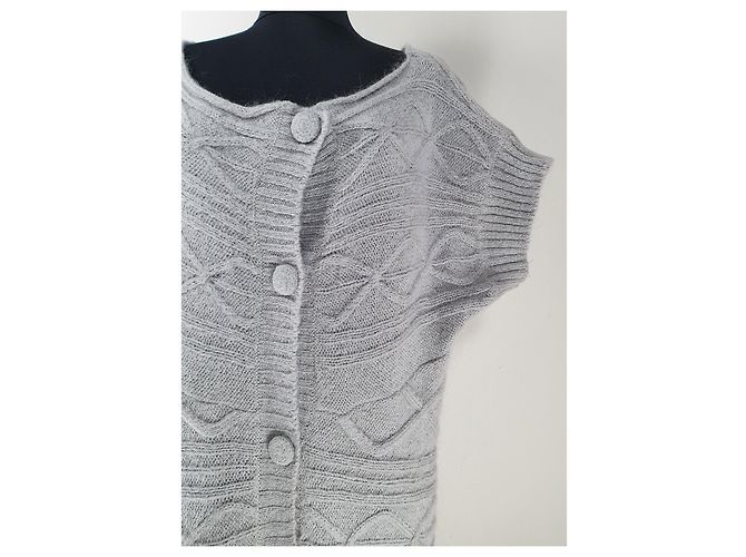 Day Birger & Mikkelsen Lange Strickjacke Grau Mohair Wolle - Ansicht 2