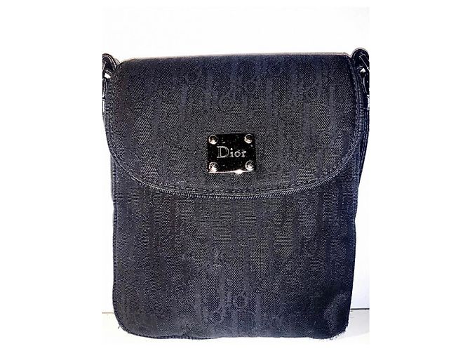 Borsa a mano Christian Dior in lino nero - vista 2