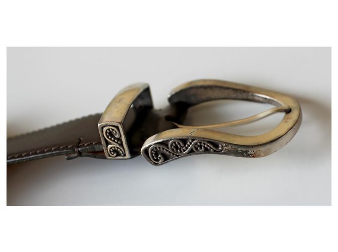Autre Marque Hedonè Ledergürtel Braun 75 cm Silber Dunkelbraun - Ansicht 5