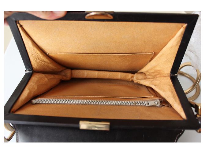 Autre Marque Sac Crocodile Vintage Doré Marron foncé - vue 10