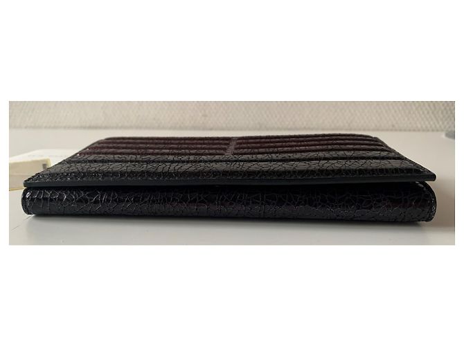 Portafoglio Elie Saab in pelle metallizzata nera e bordeaux Nero Bordò - vista 10