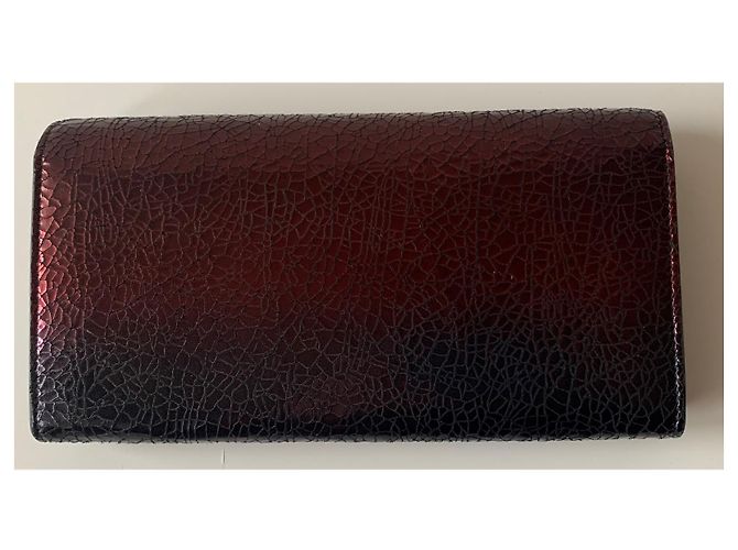 Portafoglio Elie Saab in pelle metallizzata nera e bordeaux Nero Bordò - vista 2
