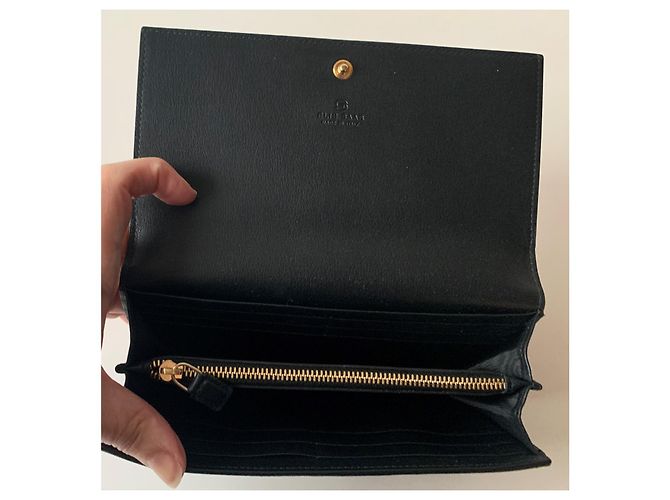 Portafoglio Elie Saab in pelle metallizzata nera e bordeaux Nero Bordò - vista 5