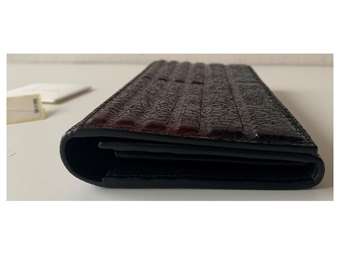 Portafoglio Elie Saab in pelle metallizzata nera e bordeaux Nero Bordò - vista 9