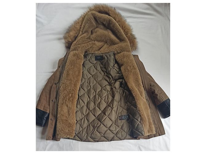 Parka Ikks Kaki con inserti in pelle Taglia L Cachi - vista 2