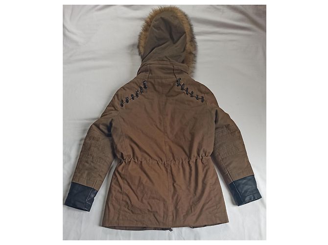 Parka Ikks Kaki con inserti in pelle Taglia L Cachi - vista 3