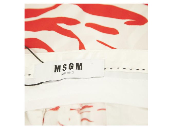 MSGM Milano Vermelho e Branco Zebra Estampado Viscose Calças Pernas Largas Tamanho da Calça 40 - vista 3