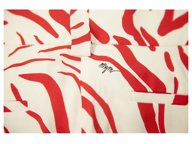 MSGM Milano Vermelho e Branco Zebra Estampado Viscose Calças Pernas Largas Tamanho da Calça 40 - vista 4