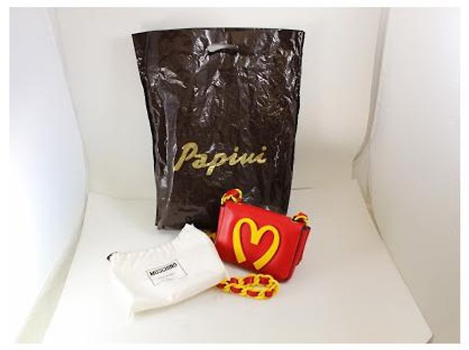 Clutch Moschino in pelliccia rossa e gialla Rosso Giallo - vista 3