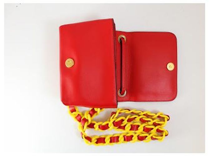 Clutch Moschino in pelliccia rossa e gialla Rosso Giallo - vista 5