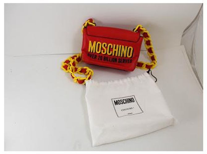 Clutch Moschino in pelliccia rossa e gialla Rosso Giallo - vista 6