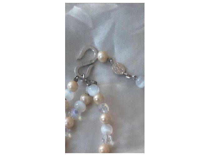 Collana Choker Christian Dior 3 Fili di Perle di Vetro e Swarovski - vista 2