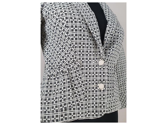 Diane Von Furstenberg Blazer Baumwolle Grau Weiß - Ansicht 2