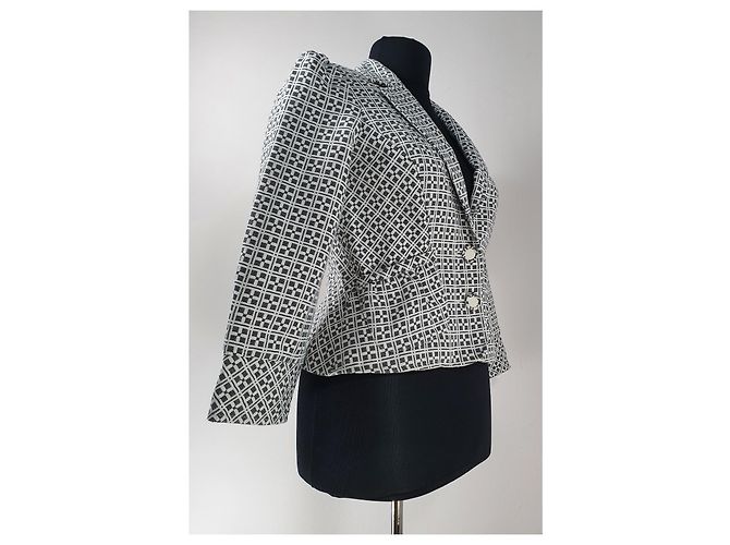 Diane Von Furstenberg Blazer Baumwolle Grau Weiß - Ansicht 3