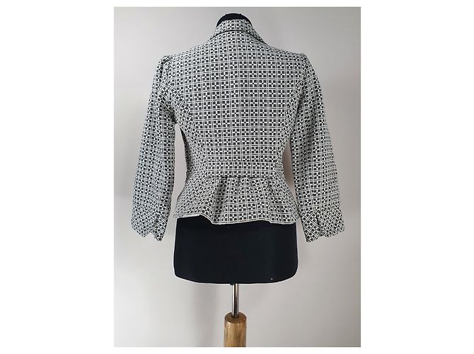 Diane Von Furstenberg Blazer Baumwolle Grau Weiß - Ansicht 4