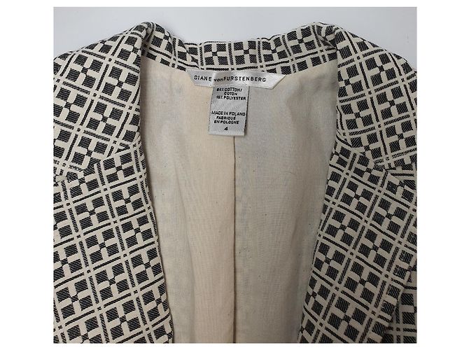 Diane Von Furstenberg Blazer Baumwolle Grau Weiß - Ansicht 5