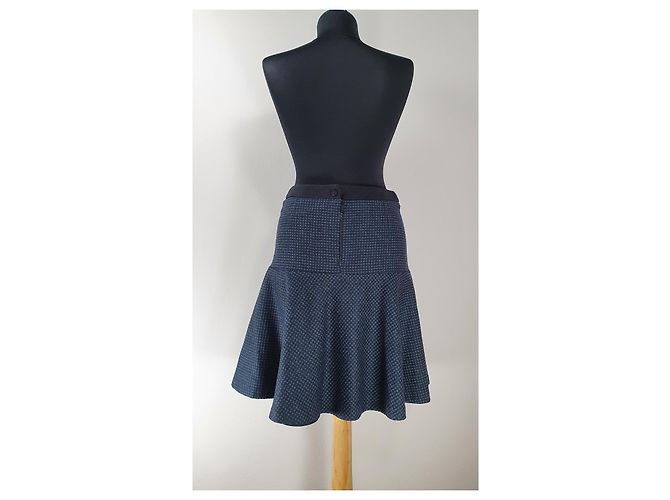 Falda Vichy Gerard Darel Azul Lana - vista 2