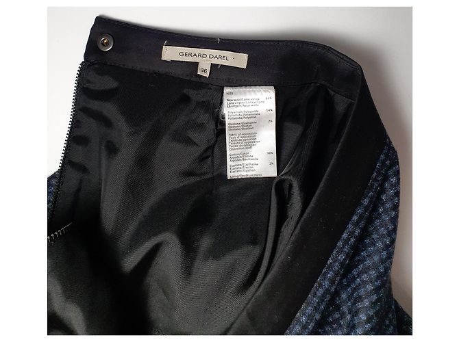 Falda Vichy Gerard Darel Azul Lana - vista 3