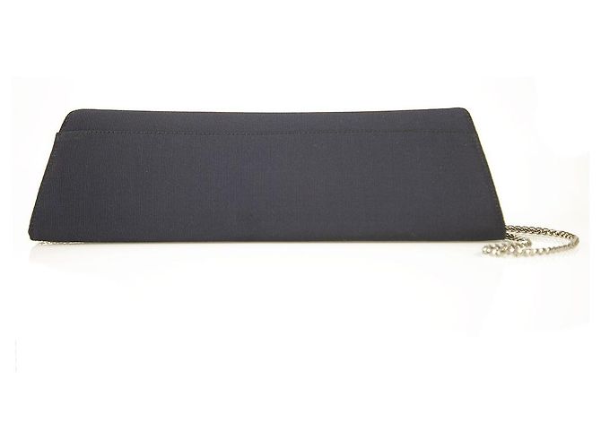 Pochette Rodo in gros-grain blu e raso nero w. Cristalli Borsetta Catena Argento - vista 2