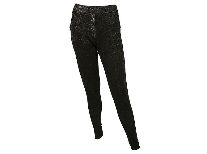 Zoe Karssen Schwarze, glitzernde, glänzende, elastische Hose, Hosengröße S - Ansicht 6