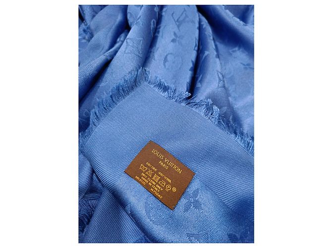 Sciarpa blu royal con monogramma classico Louis Vuitton - vista 2
